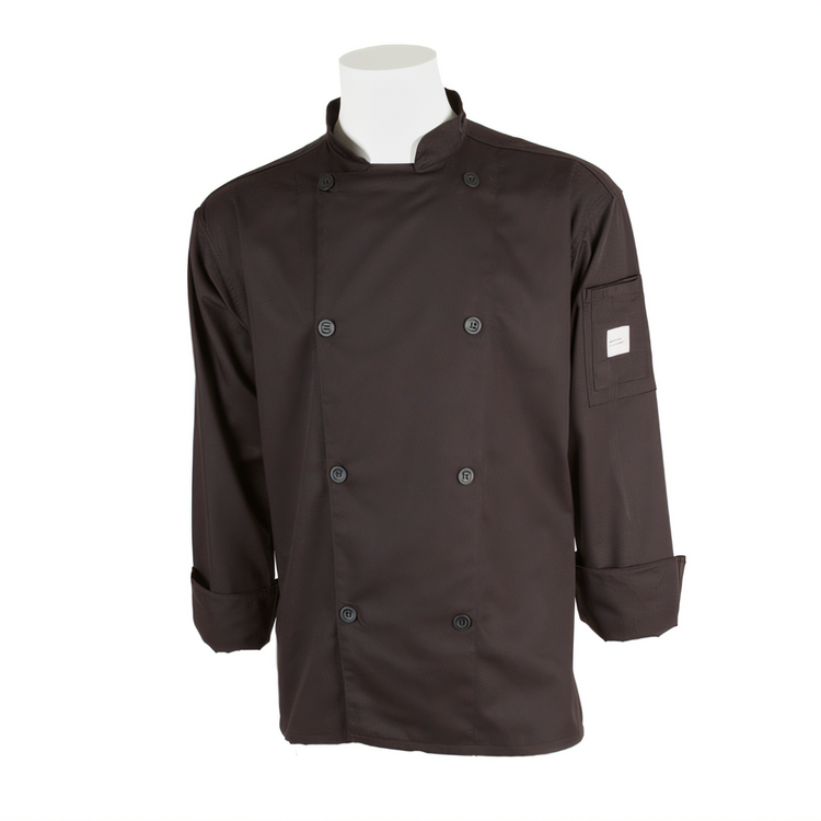 Product image #1 for Mercer Culinary Genesis Black Unisex Long Sleeve Chef Jacket, Large