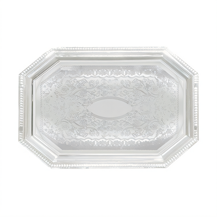 Product image #1 for Winco 20 x 14 Inch Octagonal Chrome Plated Serving Tray with Gadroon Edge