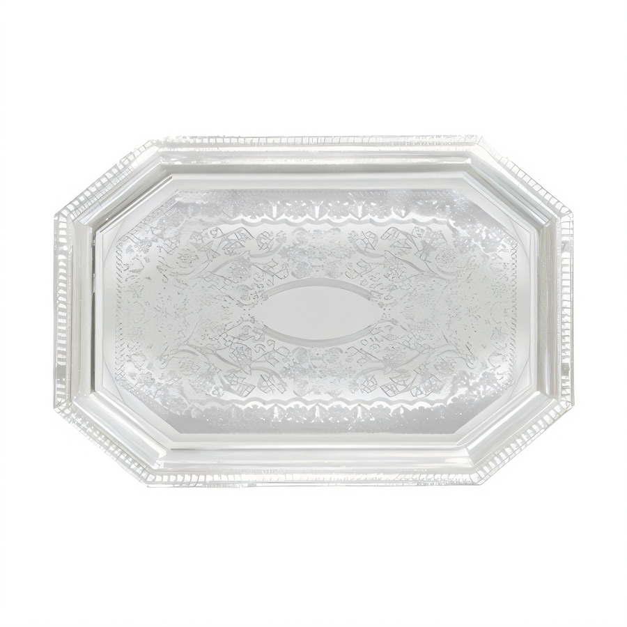 Product image #1 for Winco 20 x 14 Inch Octagonal Chrome Plated Serving Tray with Gadroon Edge