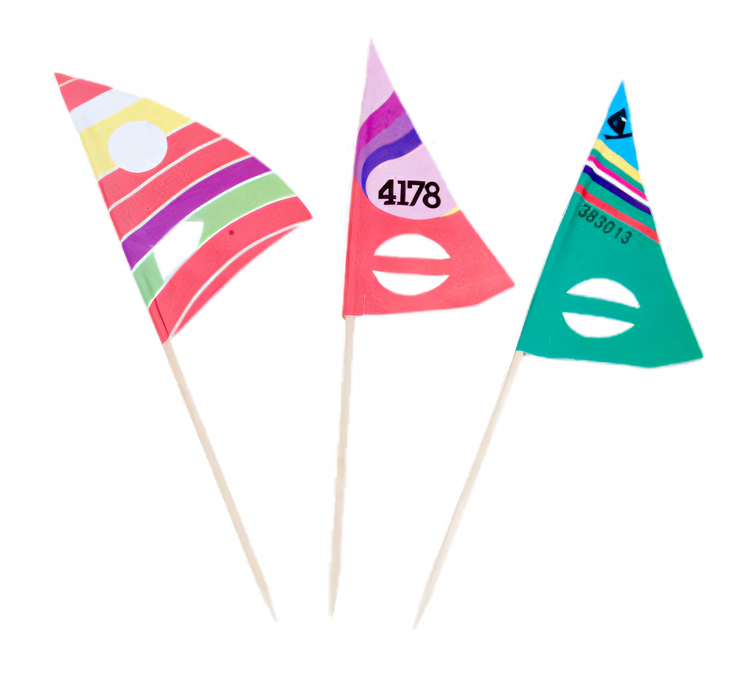 Product image #1 for 7 Inch Sail Cocktail/Food Picks with Wooden Stem, Assorted Colors