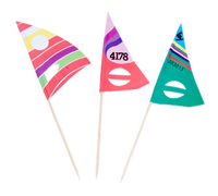 7 Inch Sail Cocktail/Food Picks with Wooden Stem, Assorted Colors