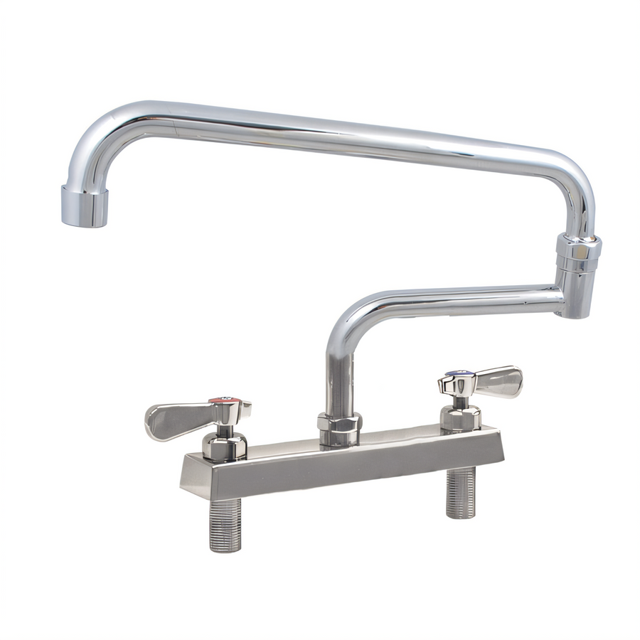 Product image #1 for BK Resources Evolution Deck-Mount Manual Faucet with 18-Inch Double Joint Swing Spout, 8-Inch Centers