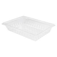 Full-Size 5-Inch Deep Rectangular Clear Polycarbonate Food Box Colander