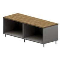 BK Resources 96 Inch Hard Maple Top Chef Table with Open Front Stainless Steel Cabinet Base