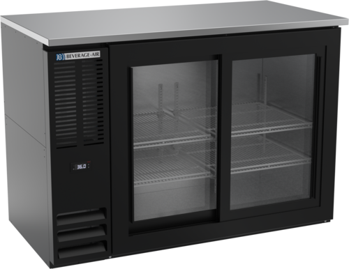 Product image #1 for Beverage-Air 48-Inch Two-Section Food-Rated Back Bar Refrigerator with Sliding Glass Doors, Black
