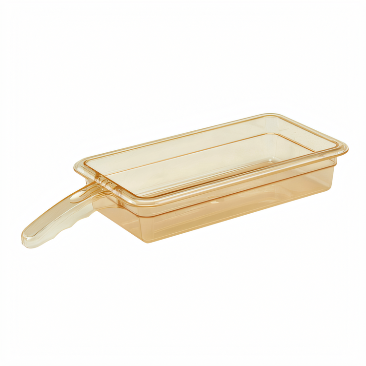 Product image #1 for Cambro H-Pan 1/3 Size High Heat Plastic Food Pan with Single Handle, 2-1/2" Deep, Amber