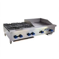 Comstock-Castle FHP48-2LB-24B 48-Inch Countertop Gas Char-Broiler/Griddle-Cheesemelter Combination with 24-Inch Griddle, 24-Inch Lava Rock Broiler and 18-Inch Cheesemelter Rack