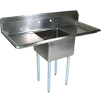 Thumbnail image #1 for John Boos E1S8-24-14T24 72-Inch Freestanding 1-Compartment 18-Gauge Stainless Steel Sink with Left and Right Drainboards, 24 x 24 x 14-Inch Bowl