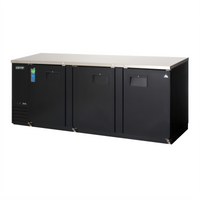 Everest Refrigeration EBB90 Three-Section Back Bar Refrigerator, 89-1/4 Inch Wide, 32 Cu. Ft., Black Vinyl
