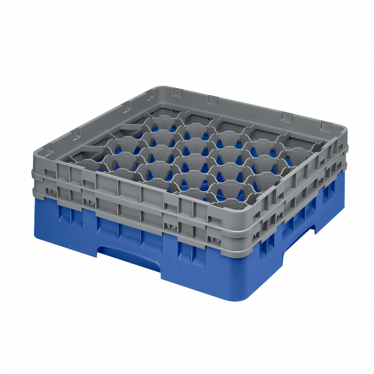 Product image #2 for Cambro Camrack Full Size 30-Compartment Glass Rack with 2 Extenders, Blue