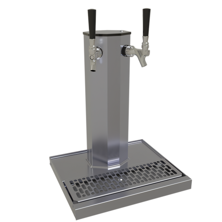 Product image #1 for Glastender 2-Faucet Stainless Steel Countertop Air-Cooled Column Draft Dispensing Tower with Integral Drain Pan