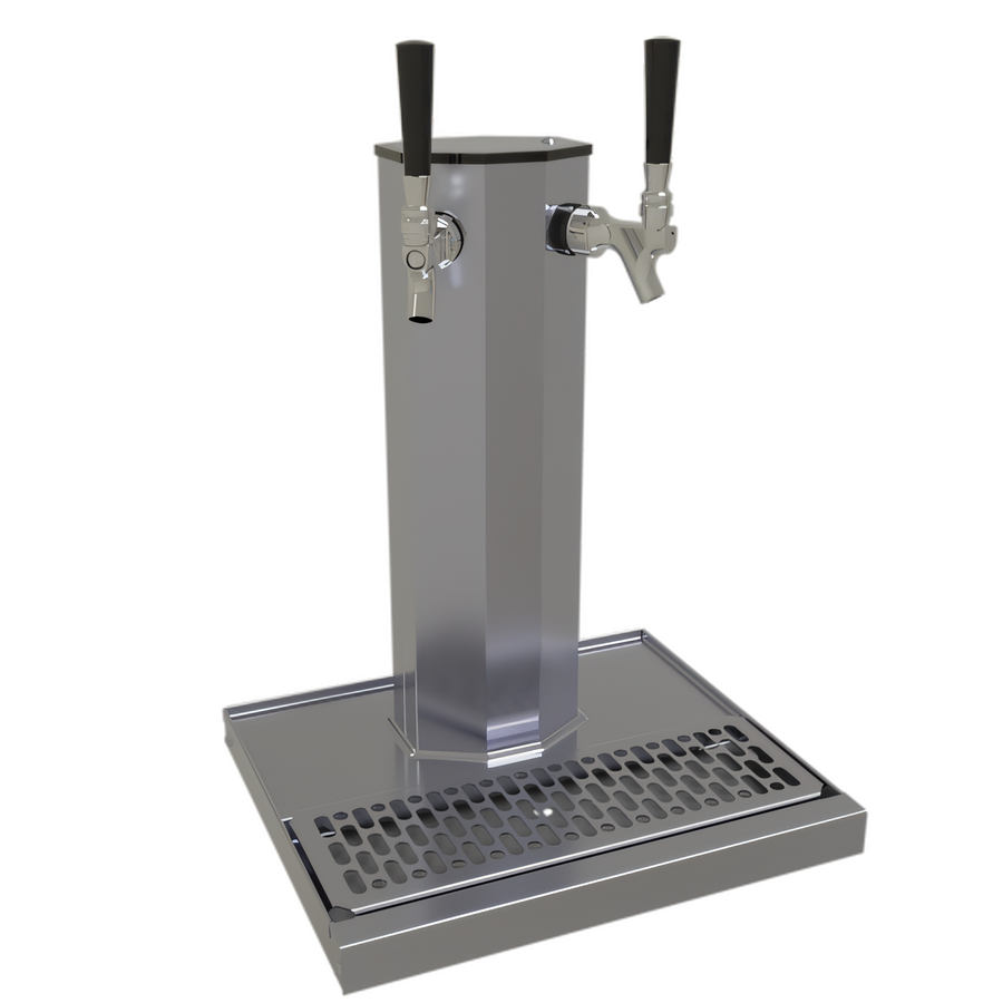 Product image #1 for Glastender 2-Faucet Stainless Steel Countertop Air-Cooled Column Draft Dispensing Tower with Integral Drain Pan