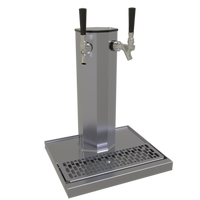 Glastender 2-Faucet Stainless Steel Countertop Air-Cooled Column Draft Dispensing Tower with Integral Drain Pan