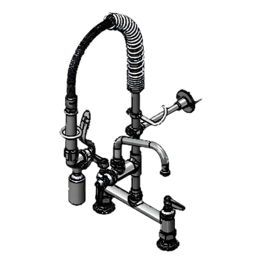 Product image #1 for T&S Brass Mini Pre-Rinse Deck Mount Mixing Faucet with 8" Swing Nozzle and Low-Flow Spray Valve