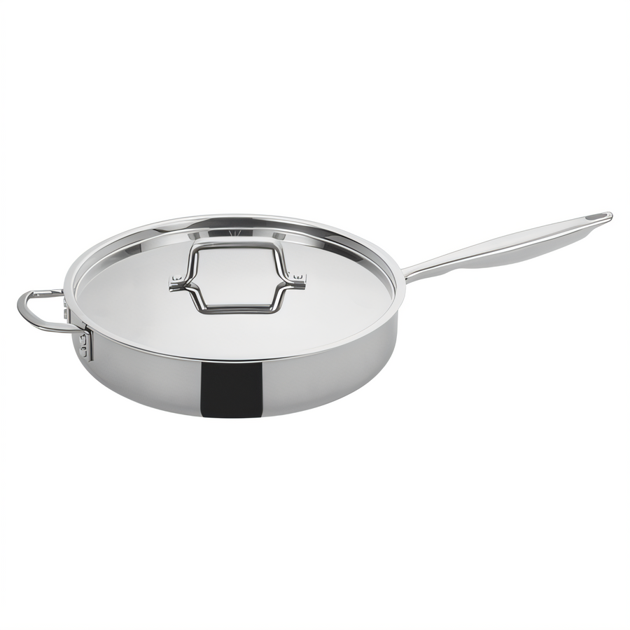 Product image #1 for Winco Tri-Gen 6 Qt Tri-Ply Stainless Steel Induction-Ready Sauté Pan with Cover and Helper Handle