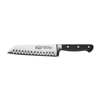 Acero Forged Santoku Knife with 7-Inch Granton Edge Blade, Black POM Handle