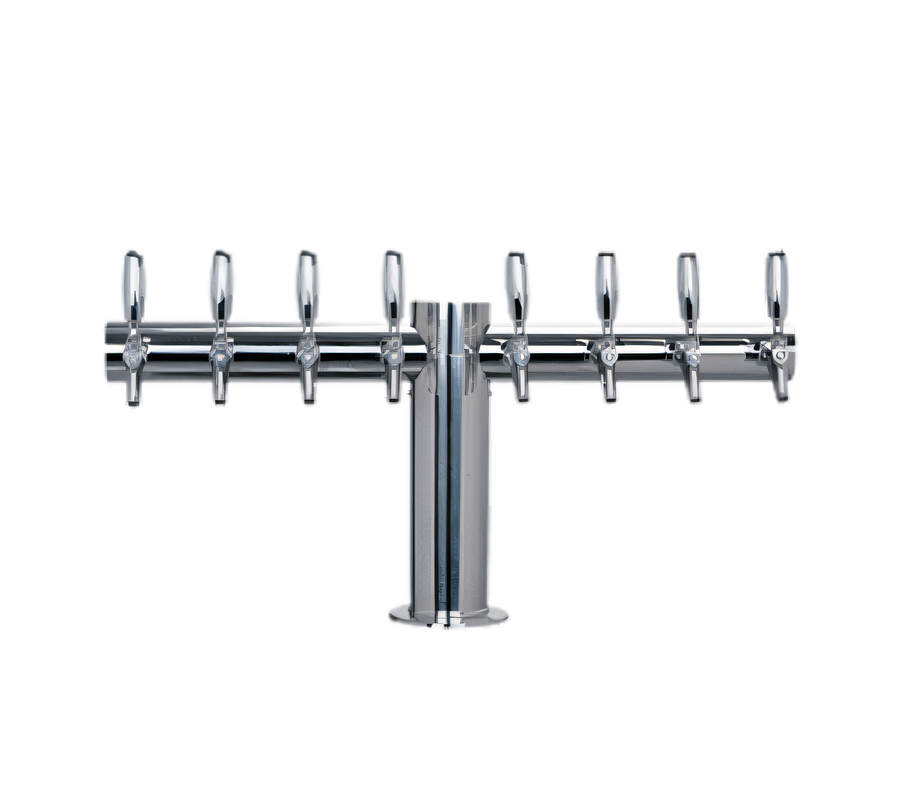 Product image #1 for Metropolis T-Style 8-Faucet Countertop Glycol-Cooled Draft Beer Tower, Polished Stainless Steel