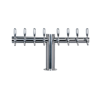 Metropolis T-Style 8-Faucet Countertop Glycol-Cooled Draft Beer Tower, Polished Stainless Steel