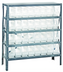 Thumbnail image #1 for Quantum Heavy-Duty Galvanized Stationary Wire Shelving Unit, 36 in. x 18 in. x 39 in., 5 Shelves with 32 Clear Bins