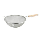 Thumbnail image #1 for Winco MS3A-8D 8-Inch Round Double Fine Mesh Stainless Steel Strainer with Flat Wooden Handle Case of 48
