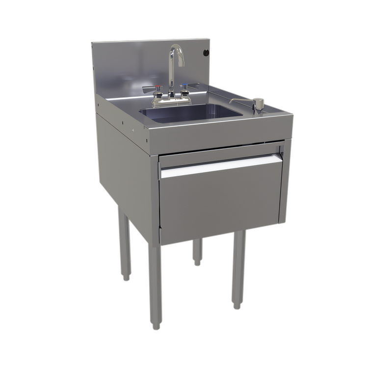 Product image #1 for Glastender Deluxe Freestanding Door-Style Underbar Hand Sink Unit, 18-Inch Wide, Stainless Steel