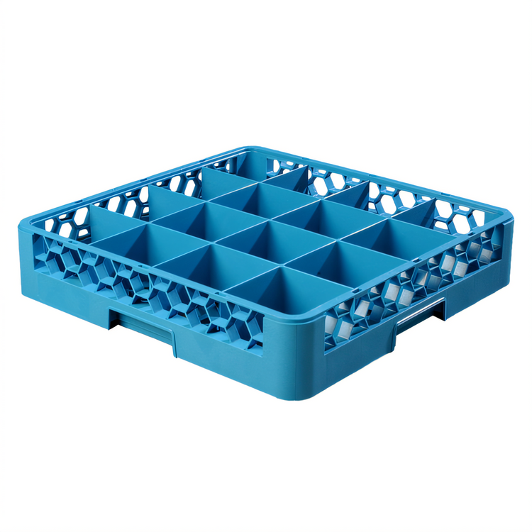 Product image #1 for OptiClean Full-Size 16-Compartment Blue Polypropylene Glass Dishwasher Rack