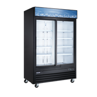 Aurora 45 Cu. Ft. Two-Section Black Glass Door Merchandiser Refrigerator
