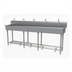 Thumbnail image #1 for Advance Tabco FS-FM-100FV 5-Station Freestanding Multiwash Hand Sink, 14-Gauge 304 Stainless Steel, Toe-Push Operated