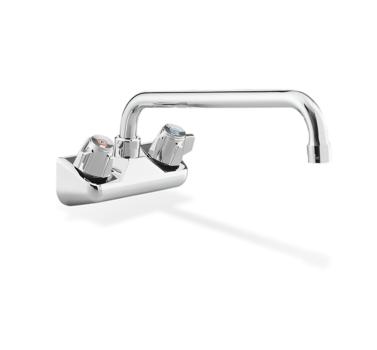 Product image #1 for Steel Works Stainless Wall-Mount Commercial Faucet with 4-Inch Centers and 6-Inch Swing/Swivel Spout