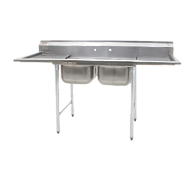 Product image #1 for Eagle Group 412 Series 2-Compartment Commercial Sink with Right-Hand Drainboard, 62-5/8-Inch Wide, 430 Stainless Steel