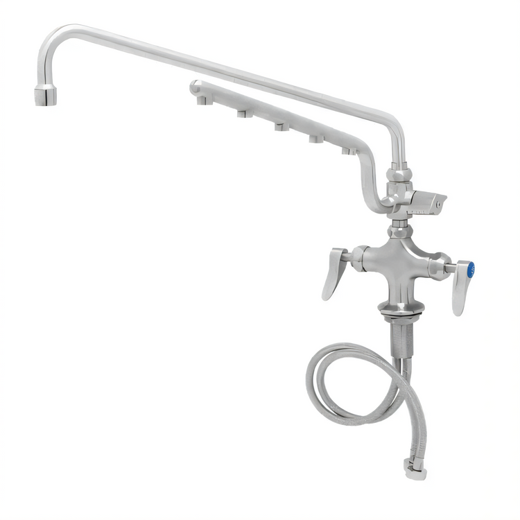 Product image #2 for UltraRinse Stainless Steel Single-Hole Deck-Mount Mixing Faucet with 18" Swing Nozzle and 1.5 GPM Spray Arm