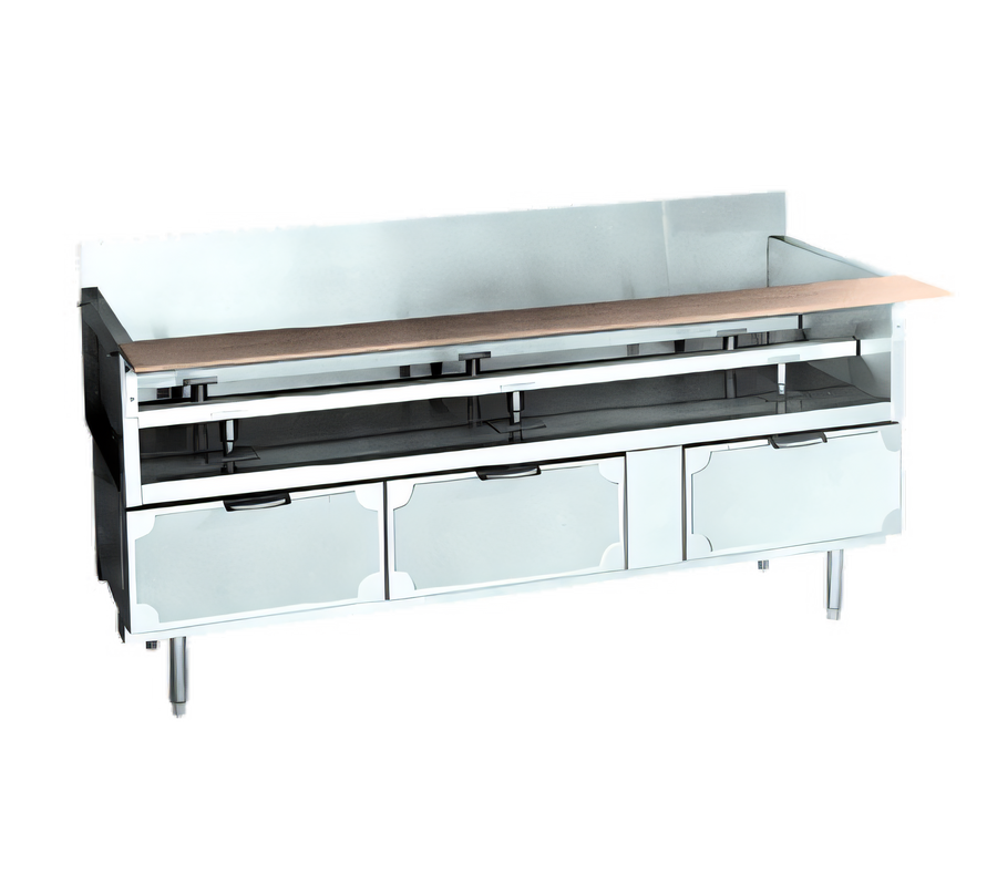 Product image #1 for La Rosa 54-Inch Stainless Steel Two-Section Refrigerated Equipment Stand with 4 Drawers, Remote Refrigeration