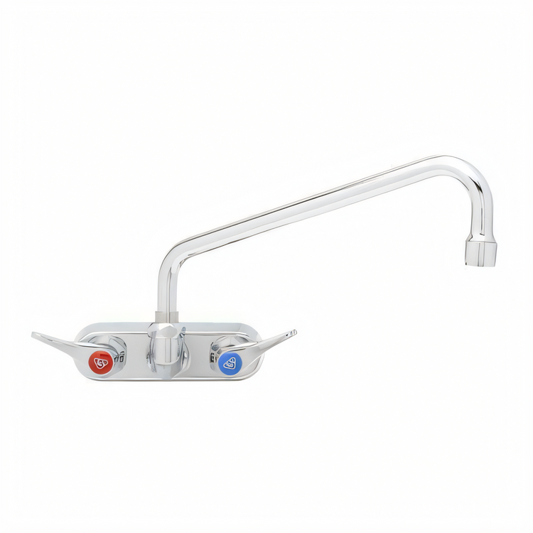 Product image #1 for T&S Brass B-1117-CR Wall-Mount Workboard Mixing Faucet, 4-Inch Centers, 10-Inch Swing Nozzle