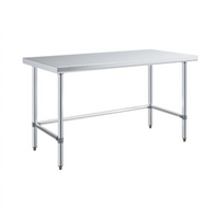 Sapphire 72 Inch x 18 Inch 18-Gauge 430 Stainless Steel Flat Top Work Table with Open Base and Galvanized Legs