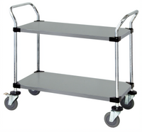 Quantum 60-Inch Stainless Steel Utility Bus Cart with 2 Solid Shelves