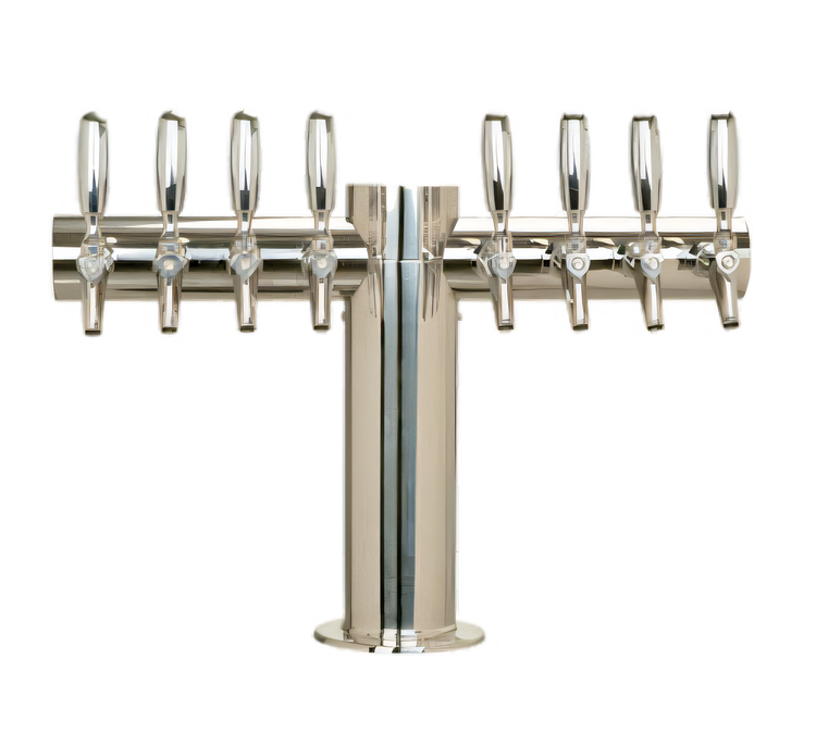 Product image #1 for Metropolis T-Style 8-Faucet Countertop Glycol-Cooled Draft Beer Tower, Polished Stainless Steel