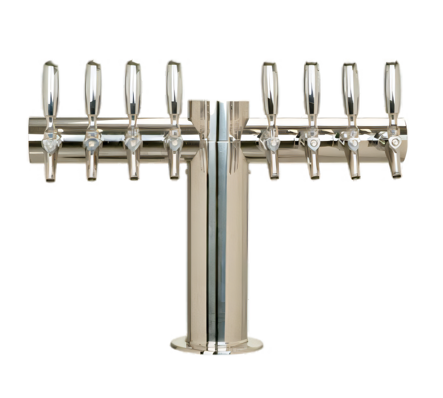 Product image #1 for Metropolis T-Style 8-Faucet Countertop Glycol-Cooled Draft Beer Tower, Polished Stainless Steel