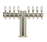 Metropolis T-Style 8-Faucet Countertop Glycol-Cooled Draft Beer Tower, Polished Stainless Steel