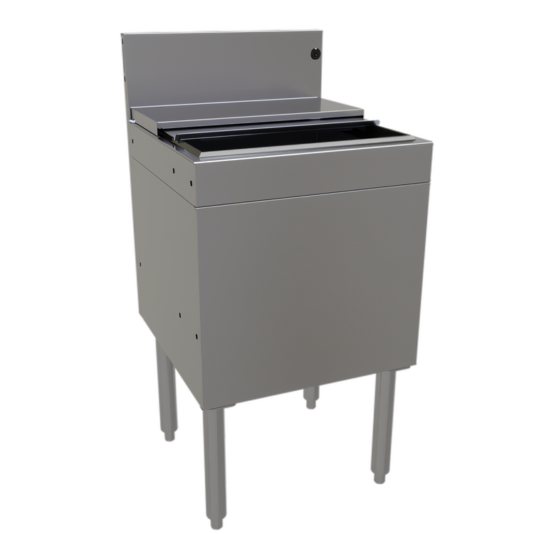 Product image #1 for Glastender Extra Deep Underbar Ice Bin with Sliding Stainless Steel Cover, 18 x 19 Inches, 69 lb Capacity