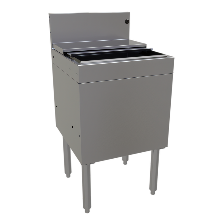 Product image #1 for Glastender Extra Deep Underbar Ice Bin with Sliding Stainless Steel Cover, 18 x 19 Inches, 69 lb Capacity