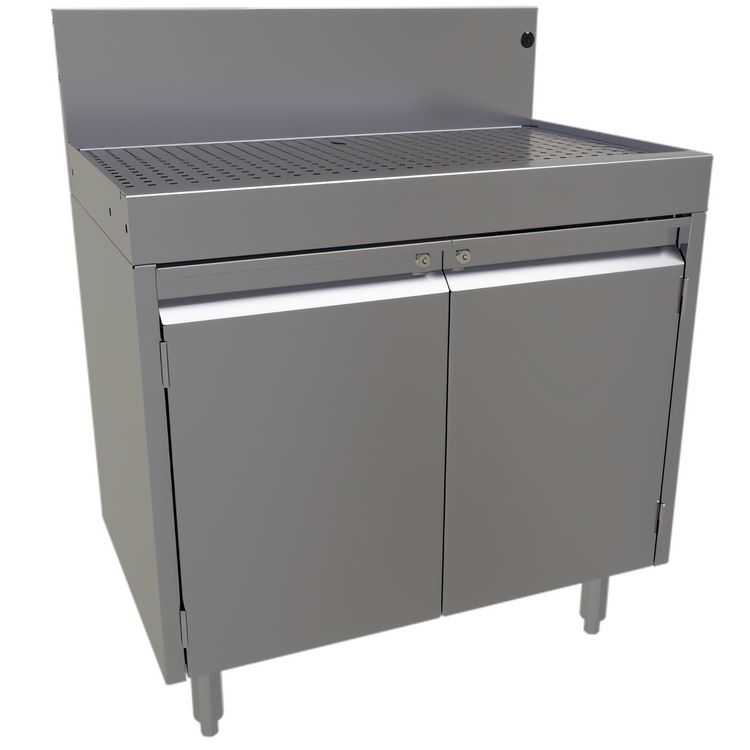 Product image #1 for Glastender Stainless Steel Underbar Drainboard Cabinet Base with Hinged Doors, 30-Inch W x 19-Inch D