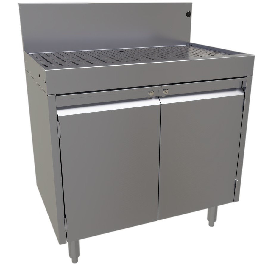 Product image #1 for Glastender Stainless Steel Underbar Drainboard Cabinet Base with Hinged Doors, 30-Inch W x 19-Inch D