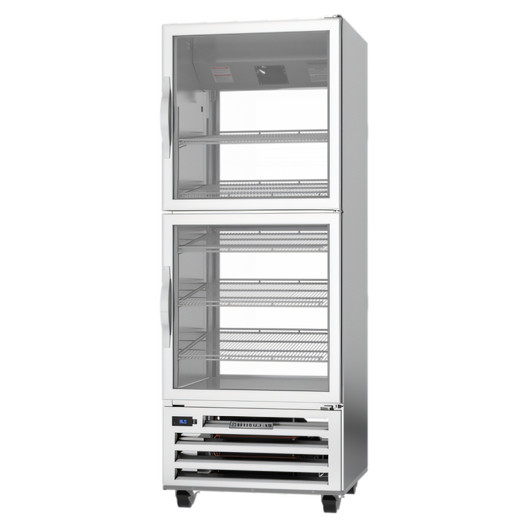 Product image #1 for Beverage-Air RID18HC-HG Pass-Thru Reach-In Refrigerator, 18.38 Cu. Ft., 4 Half-Glass Hinged Doors, Bottom-Mount Self-Contained