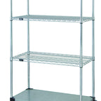Thumbnail image #1 for Quantum M2436CG47 Mobile Wire Shelving Cart, 36"W x 24"D x 80"H, Chrome, 3 Wire and 1 Solid Galvanized Steel Shelf