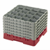 Thumbnail image #2 for Cambro Camrack Full-Size 16-Compartment Glass Rack with 6 Soft Gray Extenders, Cranberry
