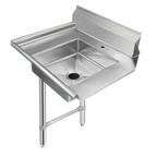 Thumbnail image #1 for Klinger's Trading SDT36L 36" x 30" Straight Left-to-Right Soiled Dishtable with 20" x 20" Pre-Rinse Sink, 16-Gauge 304 Stainless Steel