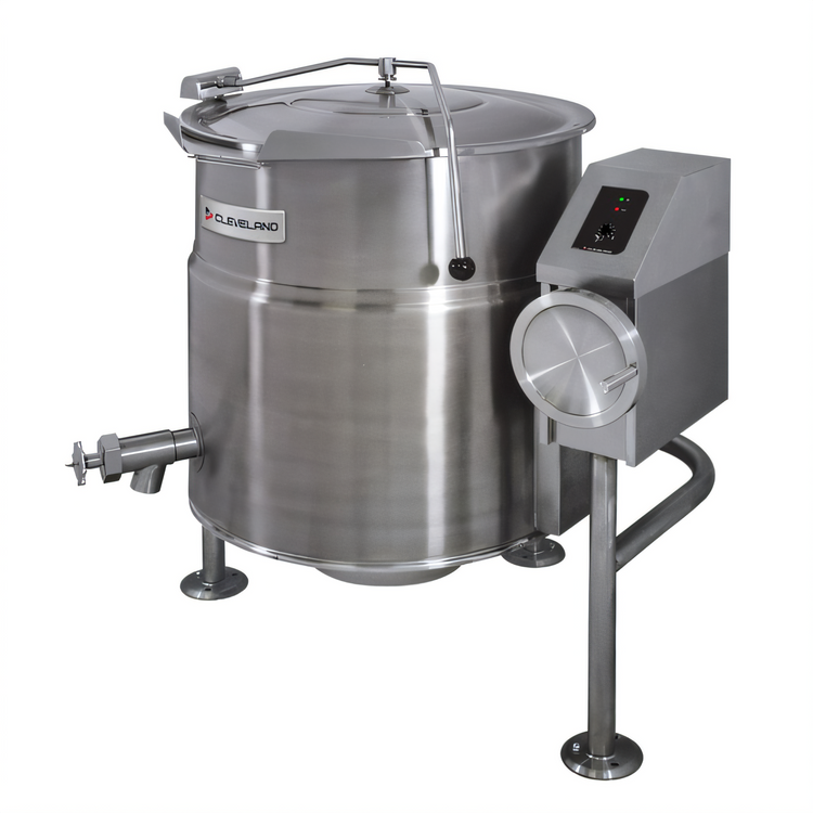 Product image #1 for Cleveland Range Electric Tilting Steam Kettle, 25-Gallon, 2/3 Steam Jacket, Open Tri-Leg Base