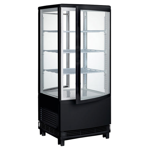 Product image #1 for Countertop 4-Tier Refrigerated Beverage Display Case with Double Glass Doors, Black, 17 x 17 x 39 Inches