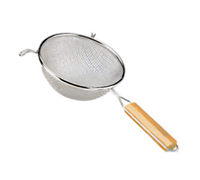 10-Inch Double Mesh Tinned Steel Mesh Strainer with Reinforced Bowl and Pan Hooks