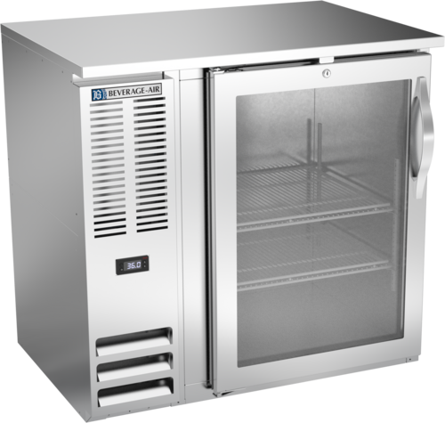Product image #1 for Beverage-Air 36-Inch One-Section Glass Door Back Bar Cooler with Stainless Steel Top